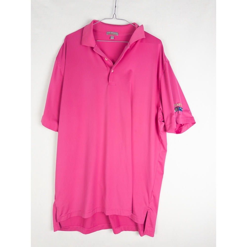 Peter Millar Summer Comfort Polo Shirt Mens L Fuchsia Solid Ireland Flag Solid‎